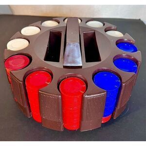 Vintage Large Carousel Poker Chip And Card Holder-Used Used As A Prop in Movie